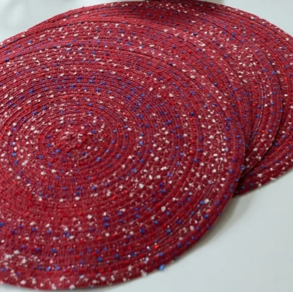 Benson Mills Set of Six Red Americana Round‎ Polyester Placemats 15in